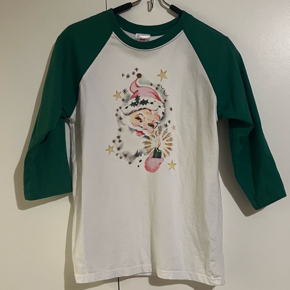 Other - Vintage Santa 3/4 Sleeve Tee Youth Size M